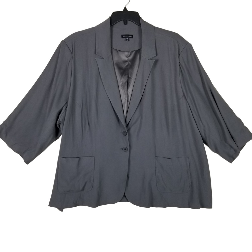Universal Standard Blazer Women 2XL Gray 3/4 Sleeve Cinch Back USOU0110 Office